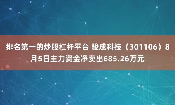 排名第一的炒股杠杆平台 骏成科技（301106）8月5日主力资金净卖出685.26万元